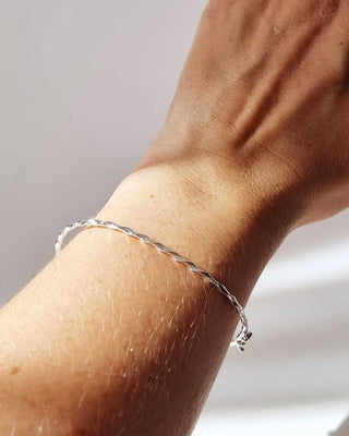 bracelete prata 925 minimalista Toque Único em Prata de Lei